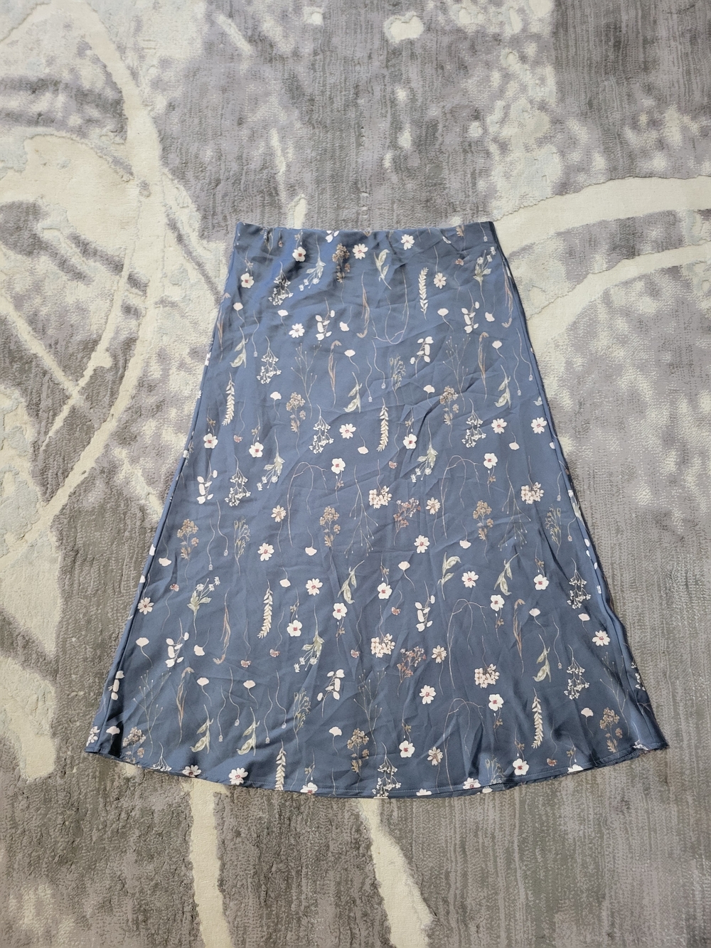 George Blue Floral A-Line Midi Skirt Size L